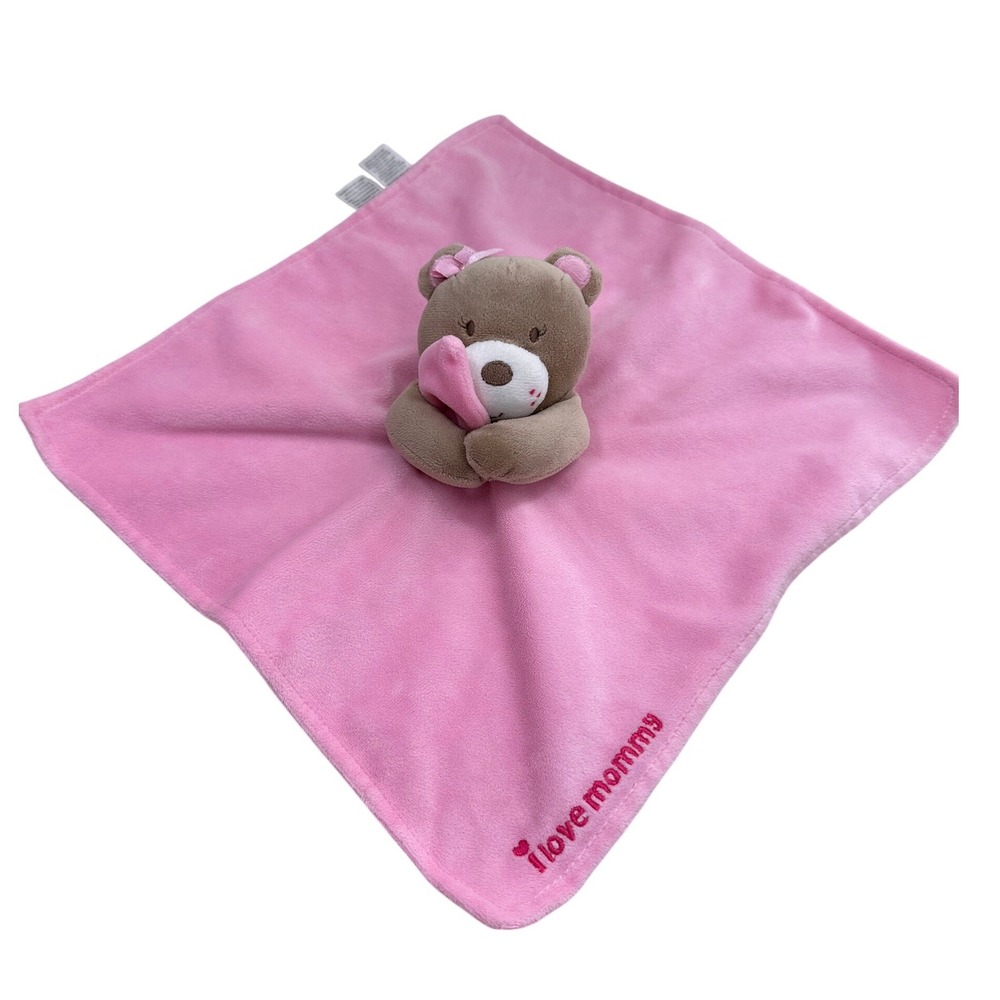 Magic Years Plush Bear Security Blanket I Love Mommy Pink Satin Lovey Kids Toy